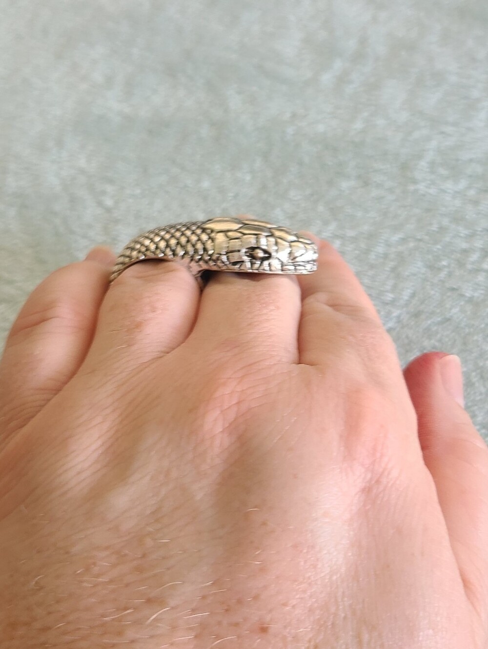Silver Snake-Shaped Reptile Ring Accessory - Picture 6 of 11